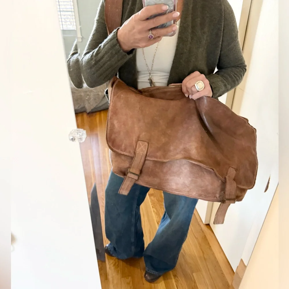 Blur Vintage Brown Leather Messenger Bag